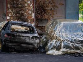 Burning car Fire suddenly started engulfing all the car photo