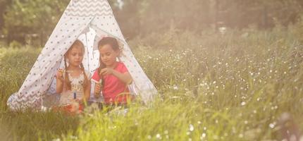 a backyard campout for excited little kids photo