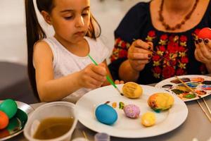 colouring eggs for eastertime at home photo