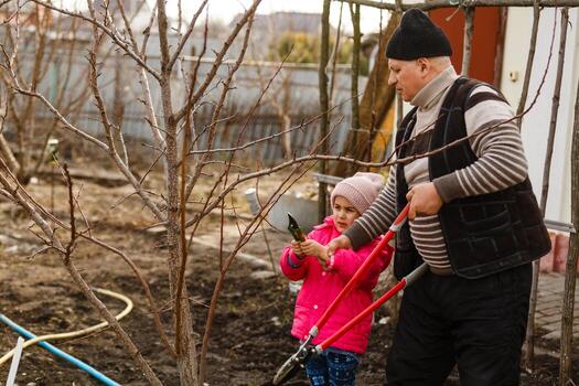 hombre mayor con su nieta. niño y abuelo al aire libre. beneficios de envejecer foto