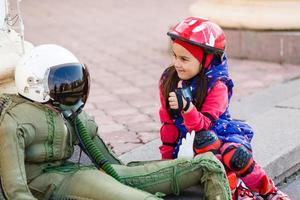 sculpture of an inflatable airplane pilot photo