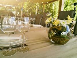 Served table at summer terrace cafe photo