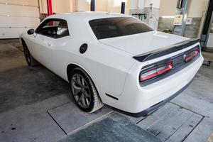 Muscle car at service repair station. photo