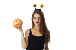 girl in halloween style clothes photo