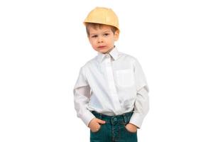 The little boy on a white background photo