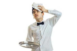 Nervous male waiter photo