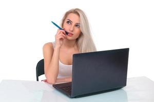 Girl with laptop photo