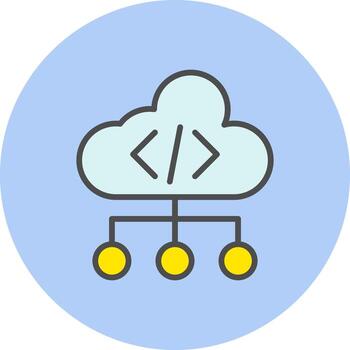 icono de vector de codificación de nube