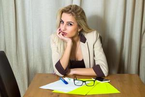 Blonde girl in the office photo