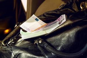 handbag full of money EUR photo