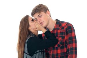 stylish couple in love in studio photo