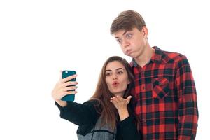 stylish couple in love in studio photo