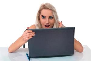 Girl with laptop photo