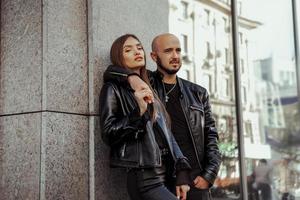 Gorgeous young couple in the street photo