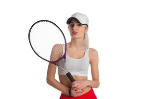 Tennis player with racket photo