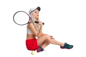 Tennis player with racket photo