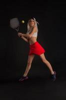 Tennis player with racket photo