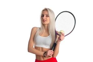 Tennis player with racket photo