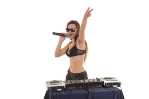 Girl in the black bra with the mixer photo