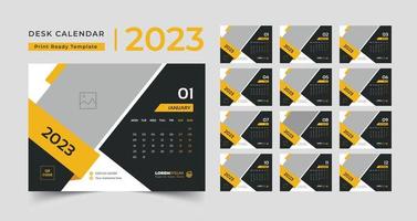 Set Desk Calendar 2023 template Creative design, 12 months included, corporate desk calendar vector