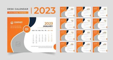 Set Desk Calendar 2023 template Creative design, 12 months included, corporate desk calendar vector