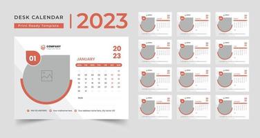 calendario de escritorio moderno 2023, diseño creativo de plantilla de calendario de escritorio 2023 vector