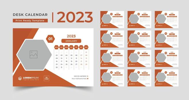Professional business 2023 calendar, Abstract new year 2023 calendar, table calendar 2023 vector