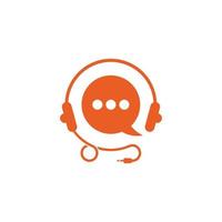 vector de logotipo de símbolo de podcast de conversación de burbuja de auriculares