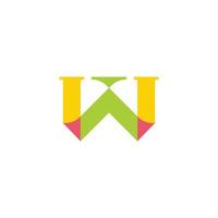 letter w colorful mosaic simple geometric logo vector