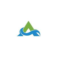 triángulo verde montaña azul océano olas símbolo logo vector