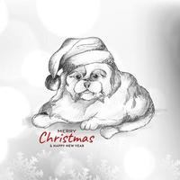 Merry Christmas festival background with cute dog design vector