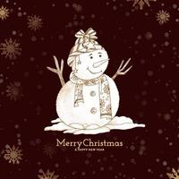 Merry Christmas festival background with snow man vector