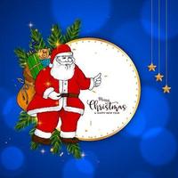 Merry Christmas festival stylish blue greeting background design vector