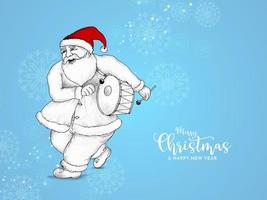 Merry Christmas festival greeting background with santa claus vector