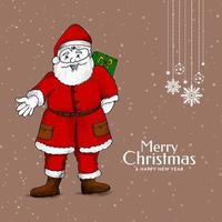 Merry Christmas festival decorative modern background with santa claus vector