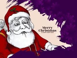 Beautiful Merry Christmas festival greeting background with santa claus vector
