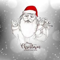 Merry Christmas festival bright bokeh background with santa claus vector