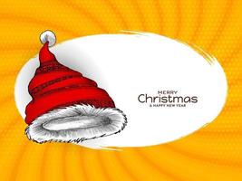 Merry Christmas festival background with santa claus cap design vector