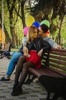 beautiful couple in love outdoors photo