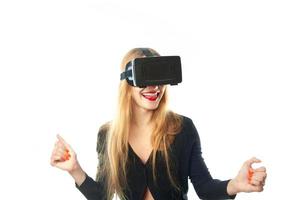 mujer con gafas de realidad virtual foto