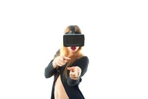 girl in virtual reality helmet photo