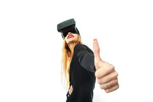 girl in virtual reality glasses photo