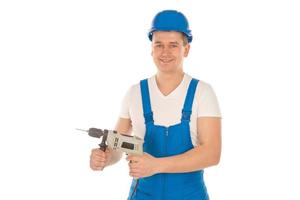 builder with drill in hands photo