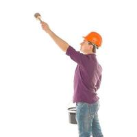 painter in the construction helmet photo