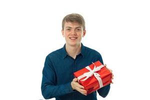 man with gift in hands photo