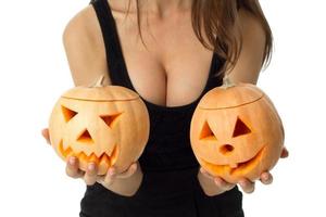 woman with big boobs in halloween style photo