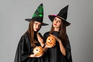 pretty girls in halloween style clothes photo