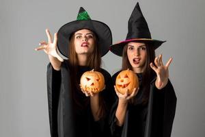 cute young girls in halloween style photo