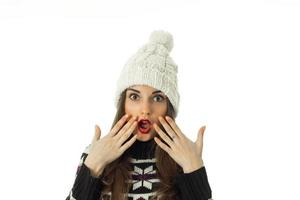 girl in warm winter sweater photo