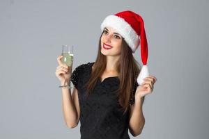 girl with glass of champagne photo